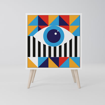 ABSTRACTION AND GEOMETRY Madia a 1 Anta in Finitura Bianca