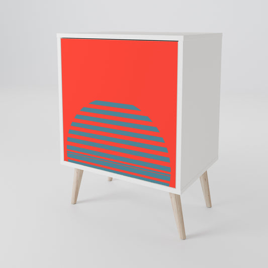 RISING GEOMETRY STARS 1-Door Sideboard in White Finish