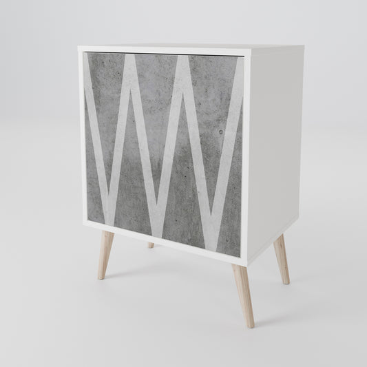 SOLID ZIG ZAG 1-Door Sideboard in White Finish