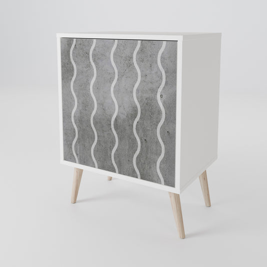 WAVES OF CONCRETE 1-Door Sideboard in White Finish