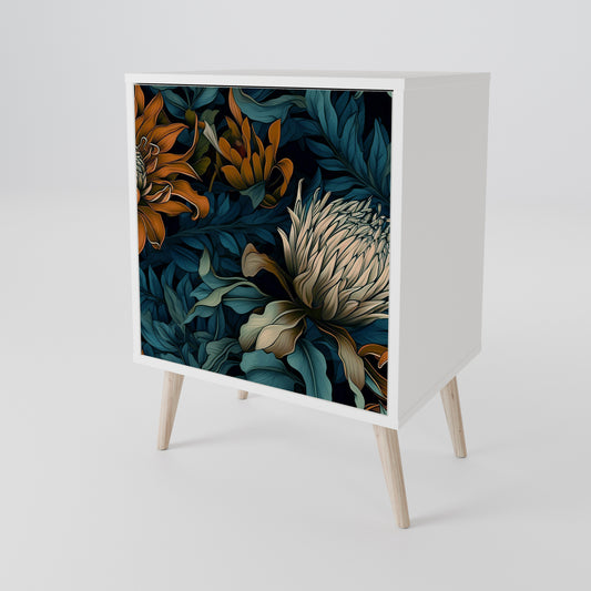 MORNING BLOOM 1-Door Sideboard in White Finish