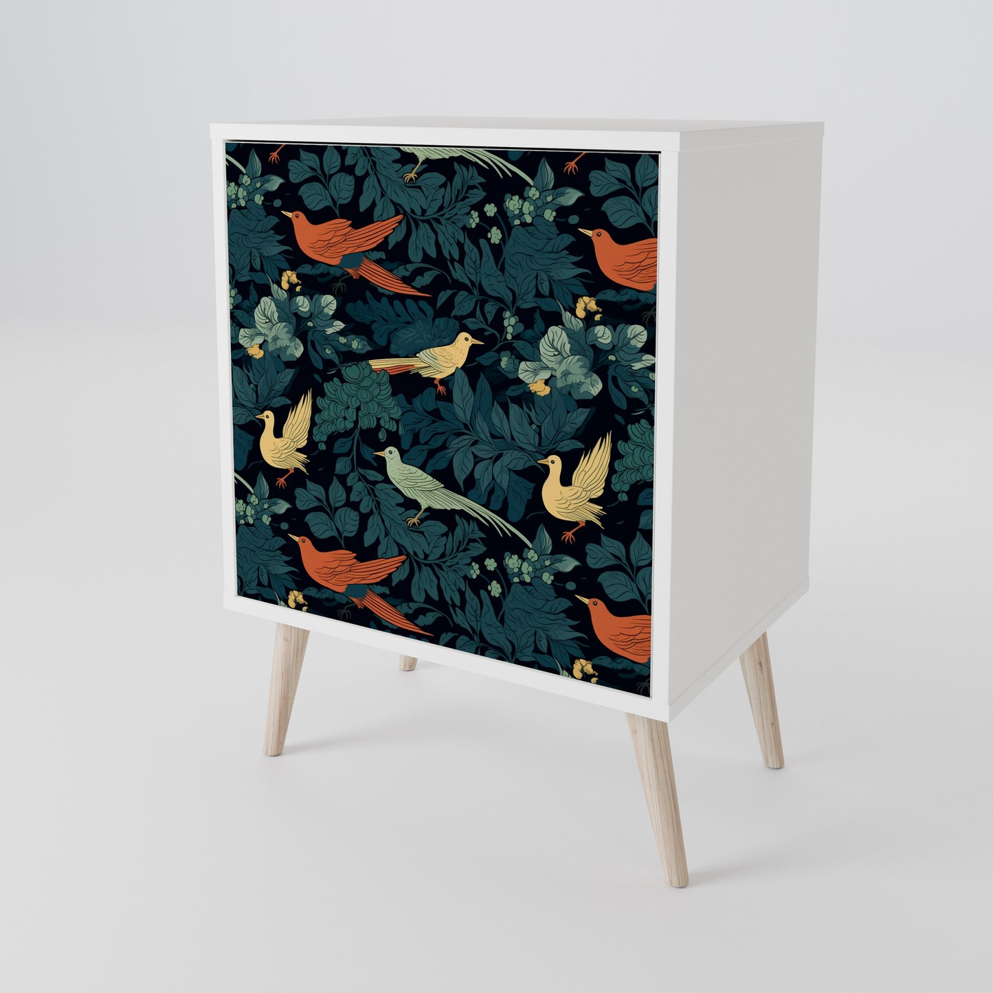 FOWL ORNAMENT 1-Door Sideboard in White Finish