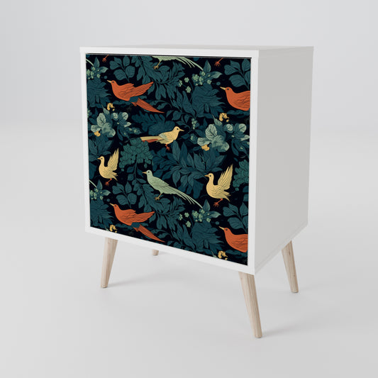 FOWL ORNAMENT 1-Door Sideboard in White Finish