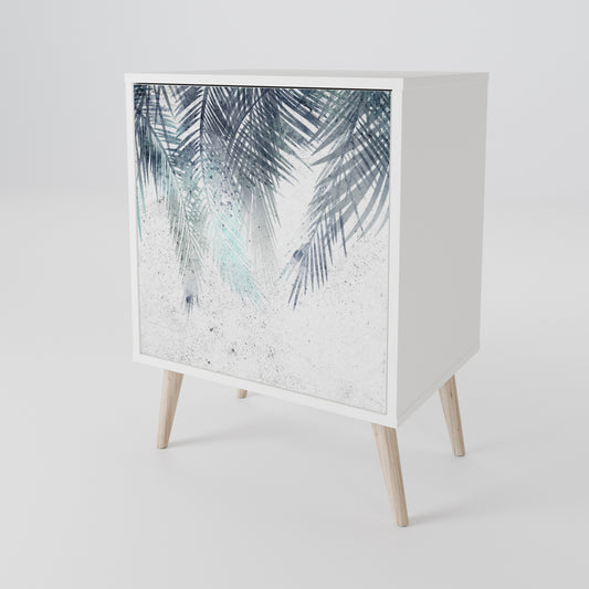 PALM VEIL 1-Door Sideboard in White Finish