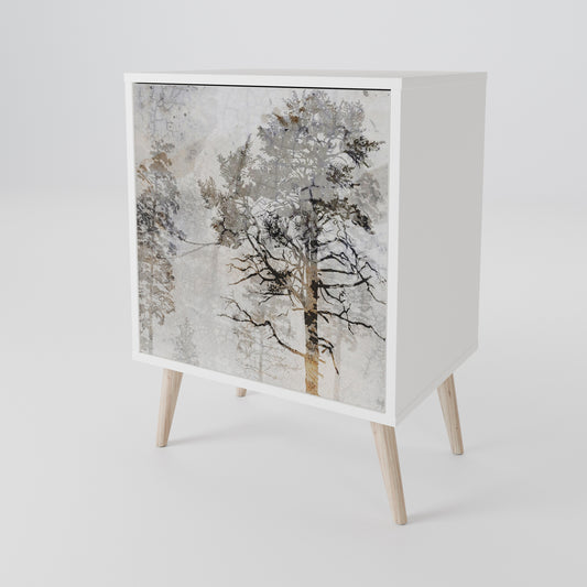 FADE IN THE TREES 1-Door Sideboard in White Finish