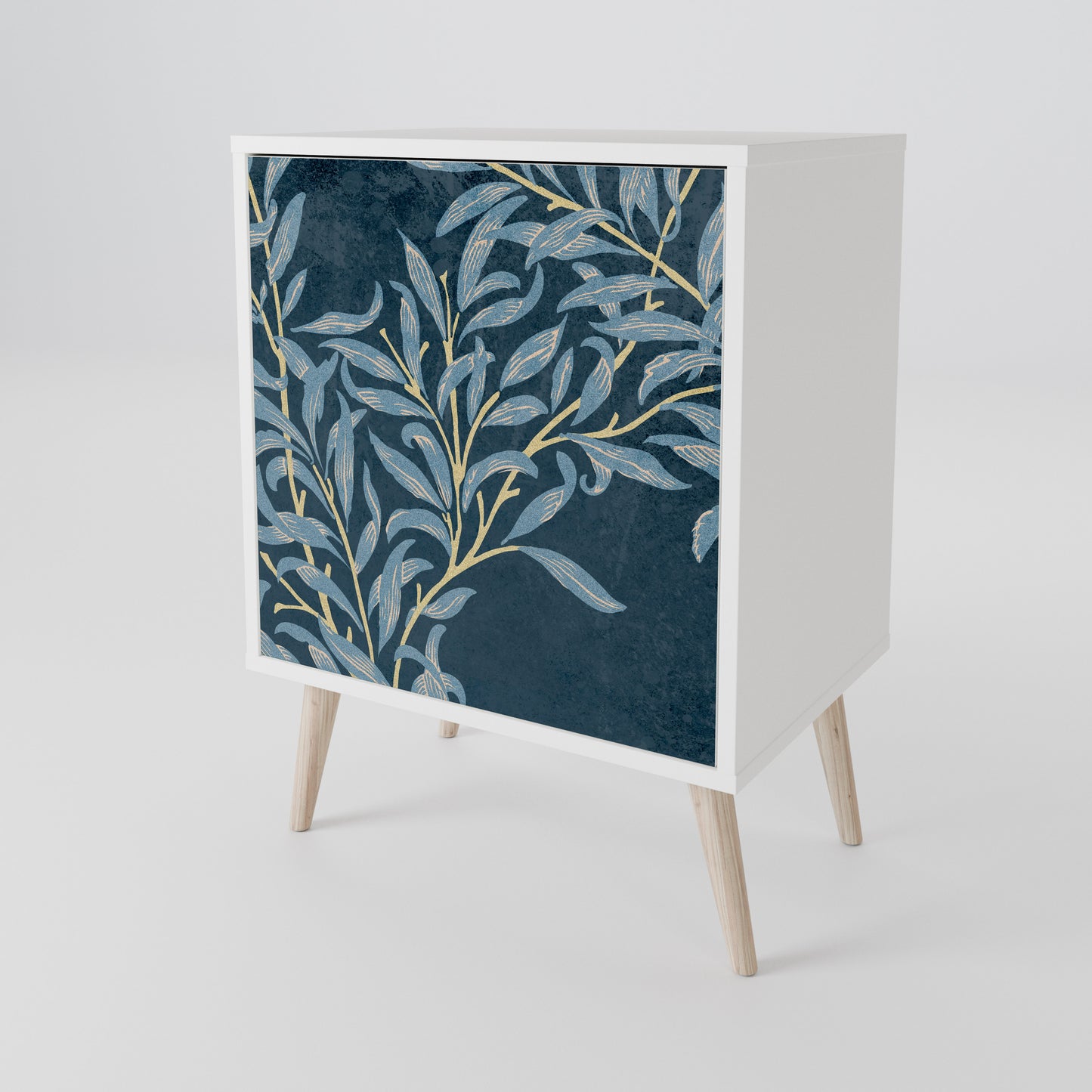BLUE LEAVES Madia a 1 Anta in Finitura Bianca