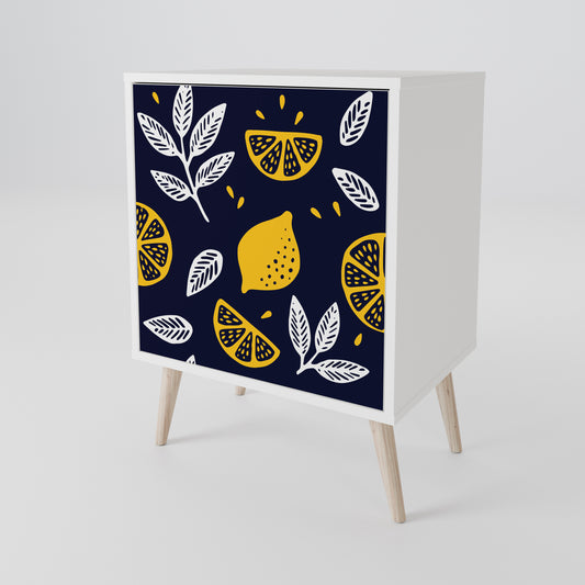 CITRUS BLACK AND WHITE 1-Door Sideboard in White Finish