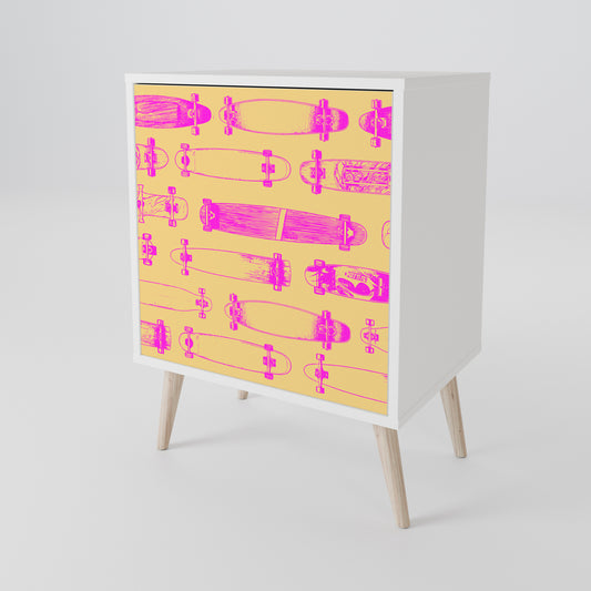 SKATEBOARD ARTISTRY 1-Door Sideboard in White Finish