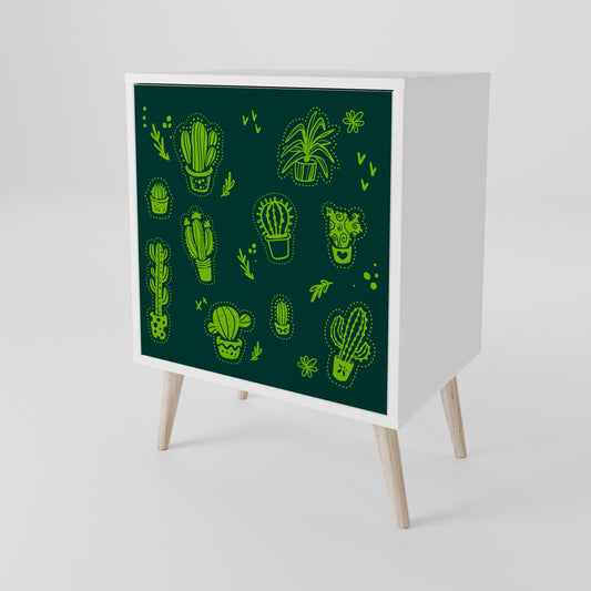 DESERT GREEN 1-Door Sideboard in White Finish