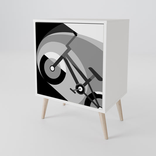 BIKE ENERGY 1-Door Sideboard in White Finish