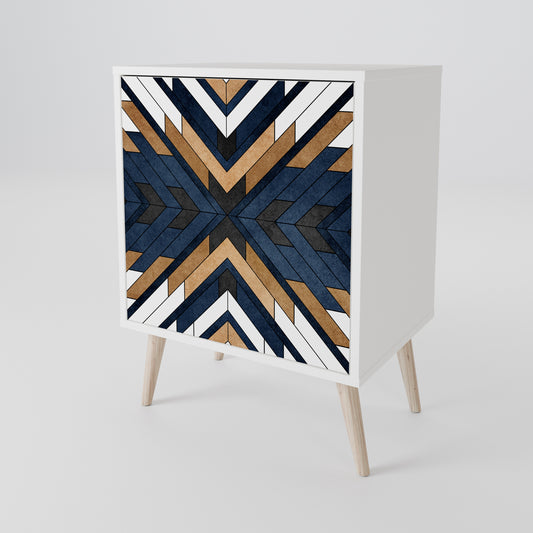 ARTFUL GEOMETRY 1-Door Sideboard in White Finish