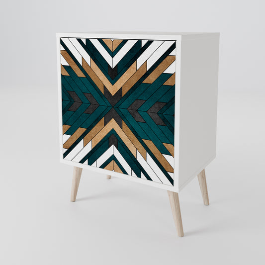 ARTISTIC GEOMETRY 1-Door Sideboard in White Finish