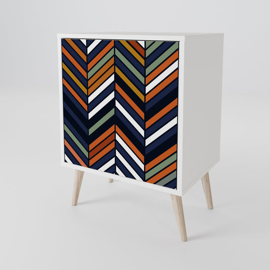VIBRANT PATCHWORK 1-Door Sideboard in White Finish