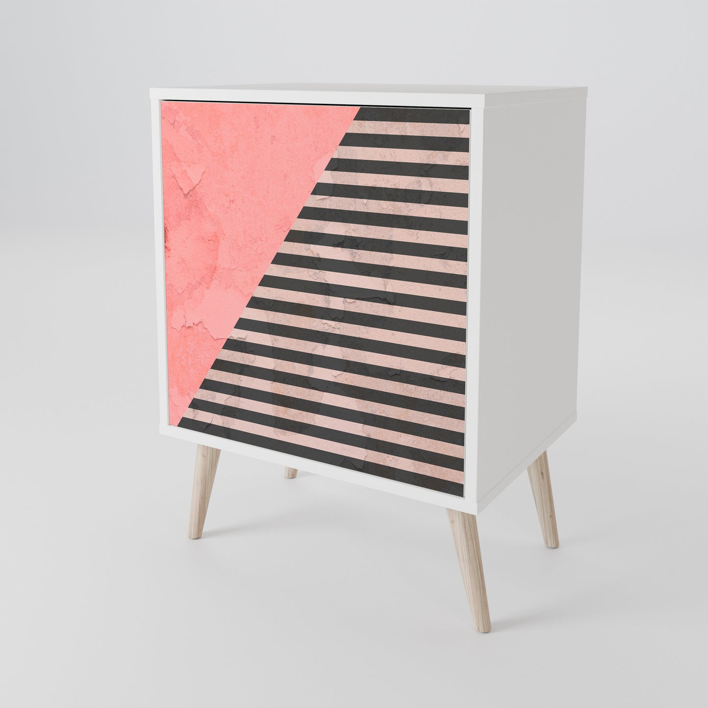 GLAMOROUS STRIPE Madia a 1 Anta in Finitura Bianca