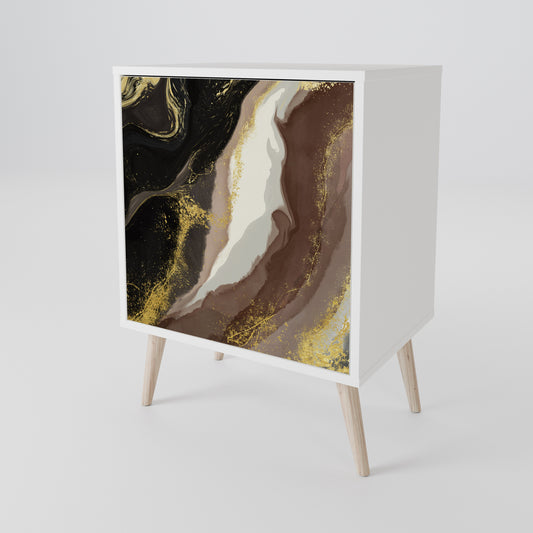 GOLD DUST 1-Door Sideboard in White Finish