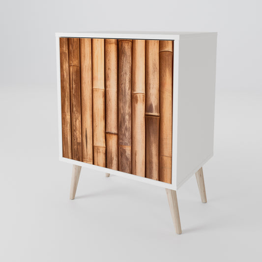 NATURAL WOOD 1-Door Sideboard in White Finish