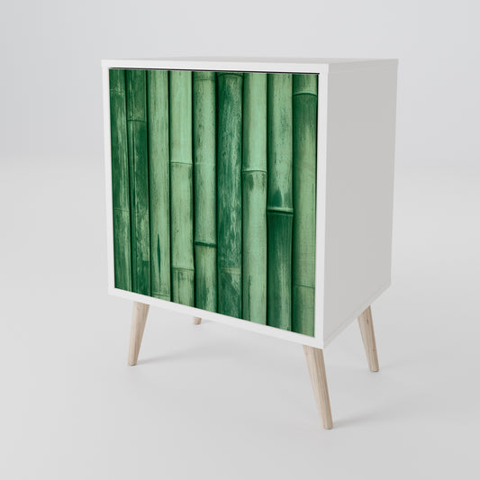 NATURAL GREEN 1-Door Sideboard in White Finish