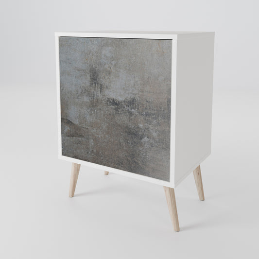 CONCRETE WALL 1-Door Sideboard in White Finish