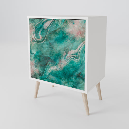 ABSTRACT ALCHEMY 1-Door Sideboard in White Finish