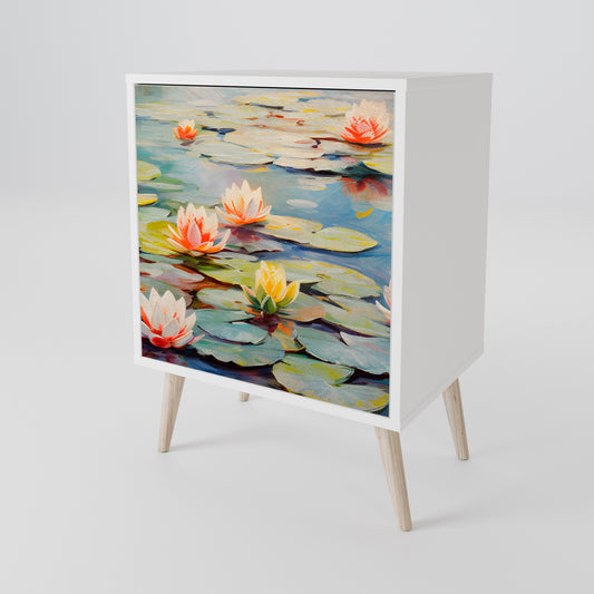 BLOOMING WATERS 1-Door Sideboard in White Finish