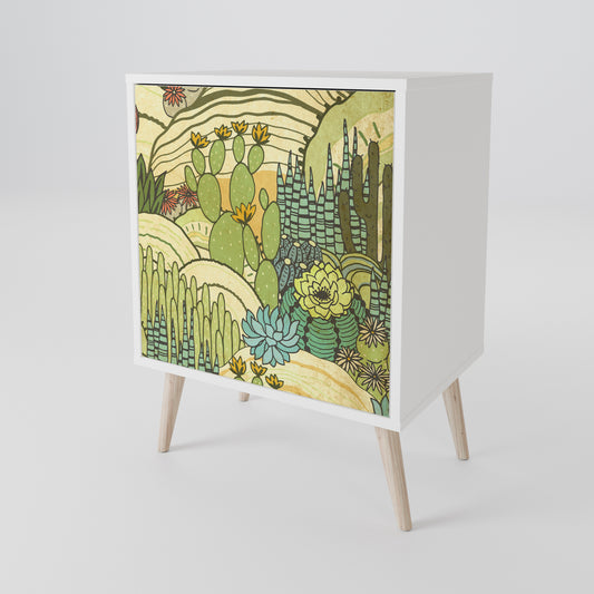 SUCCULENTS KALEIDOSCOPE 1-Door Sideboard in White Finish