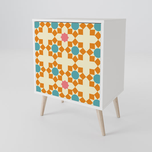 FLORAL DECOR 1-Door Sideboard in White Finish