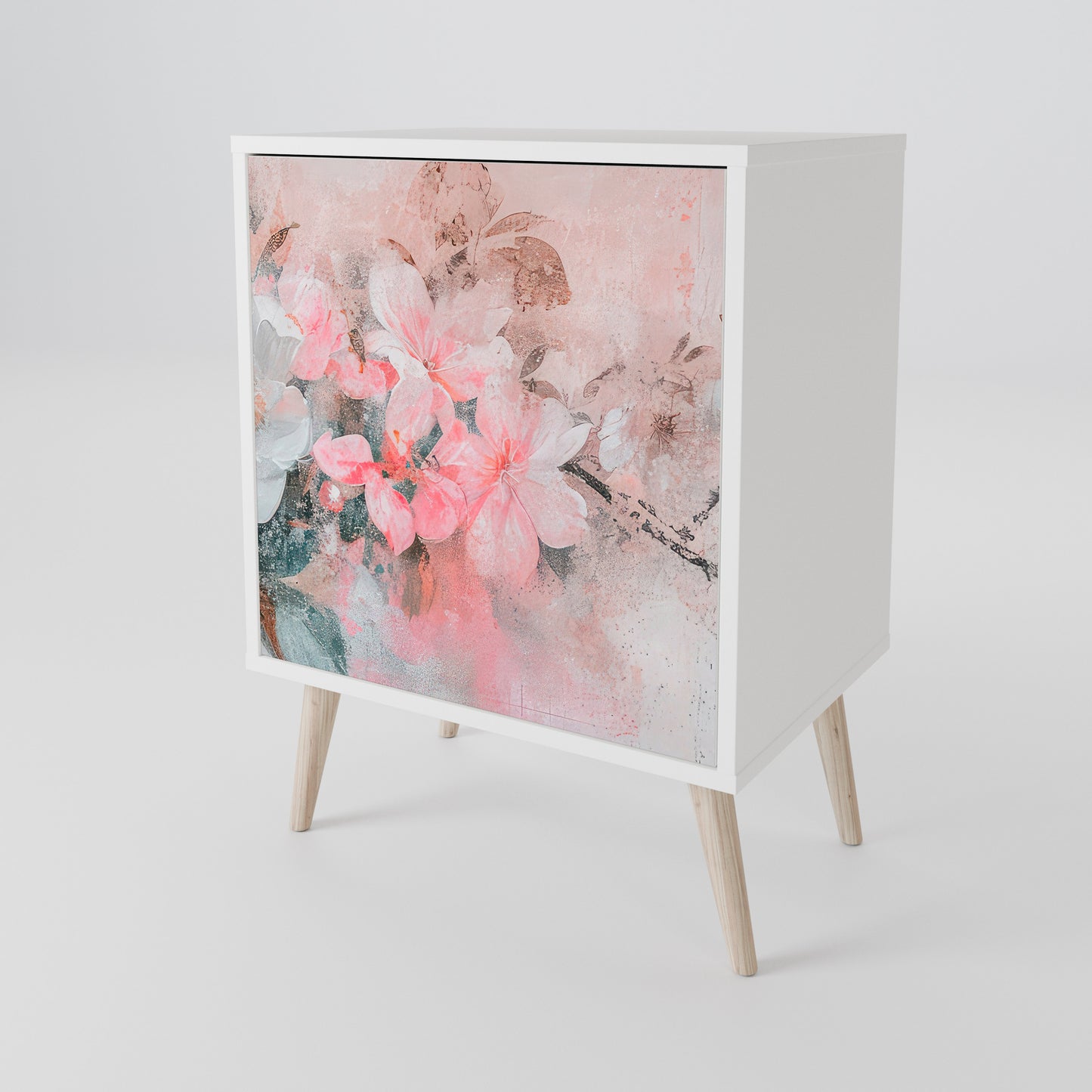 CHERRY BLOSSOM Madia a 1 Anta in Finitura Bianca