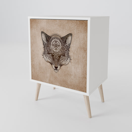 STEAMPUNK CLAN 1-Door Sideboard in White Finish
