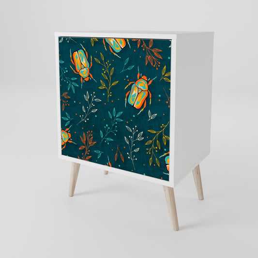 AUTUMN INSECTS 1-Door Sideboard in White Finish