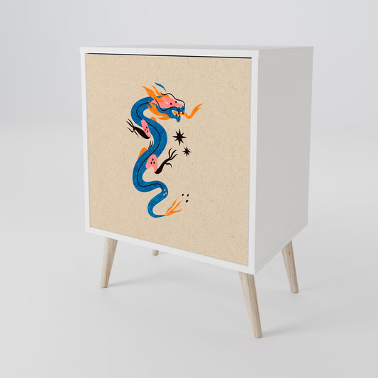 MYTHOLOGICAL CREATURES 1-Door Sideboard in White Finish