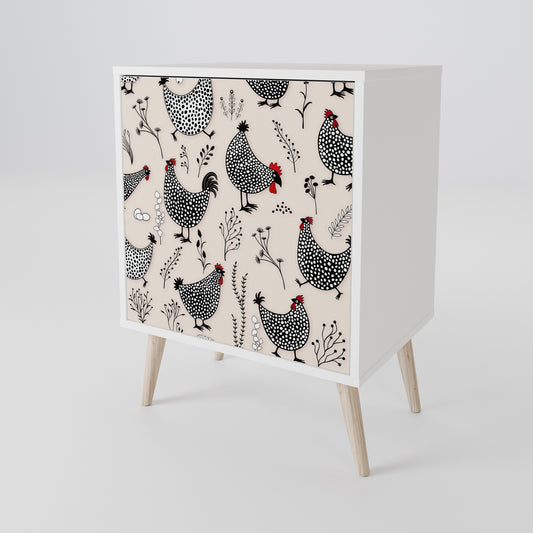 HAPPY HENS Madia a 1 Anta in Finitura Bianca