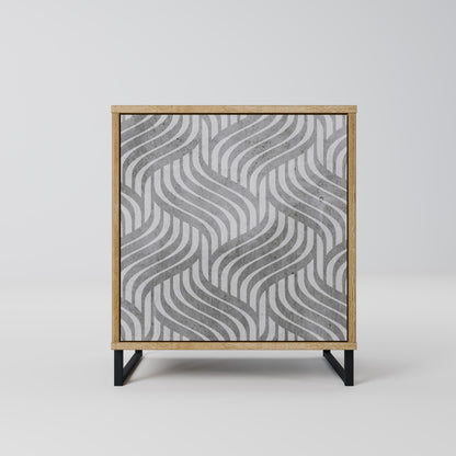 CONCRETE MOVEMENT Madia a 1 anta effetto rovere