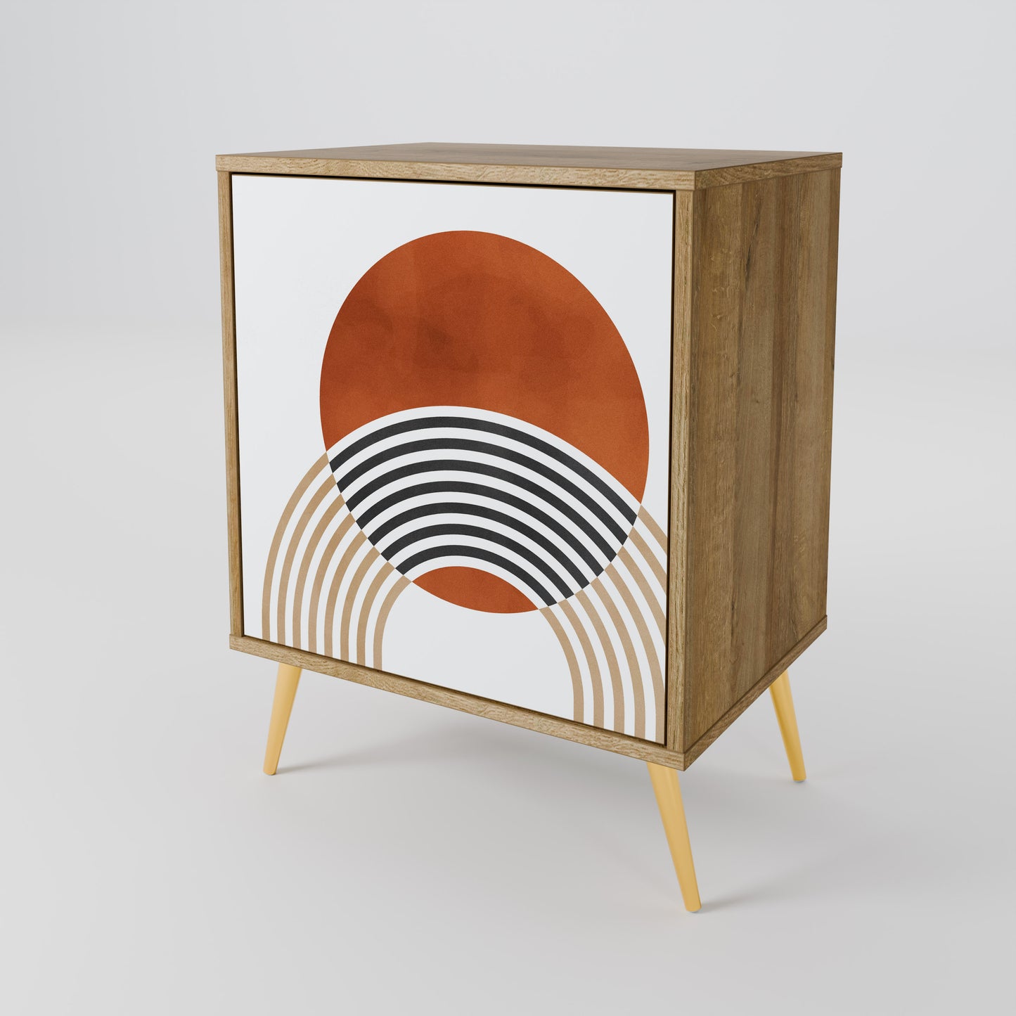 Credenza CIRCLE RHYTM a 1 anta effetto rovere