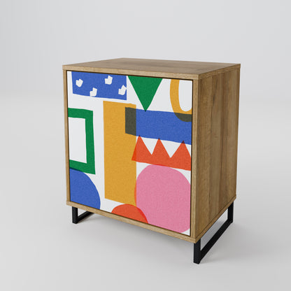 Credenza GEOMETRIC GLIMMER a 1 anta effetto rovere