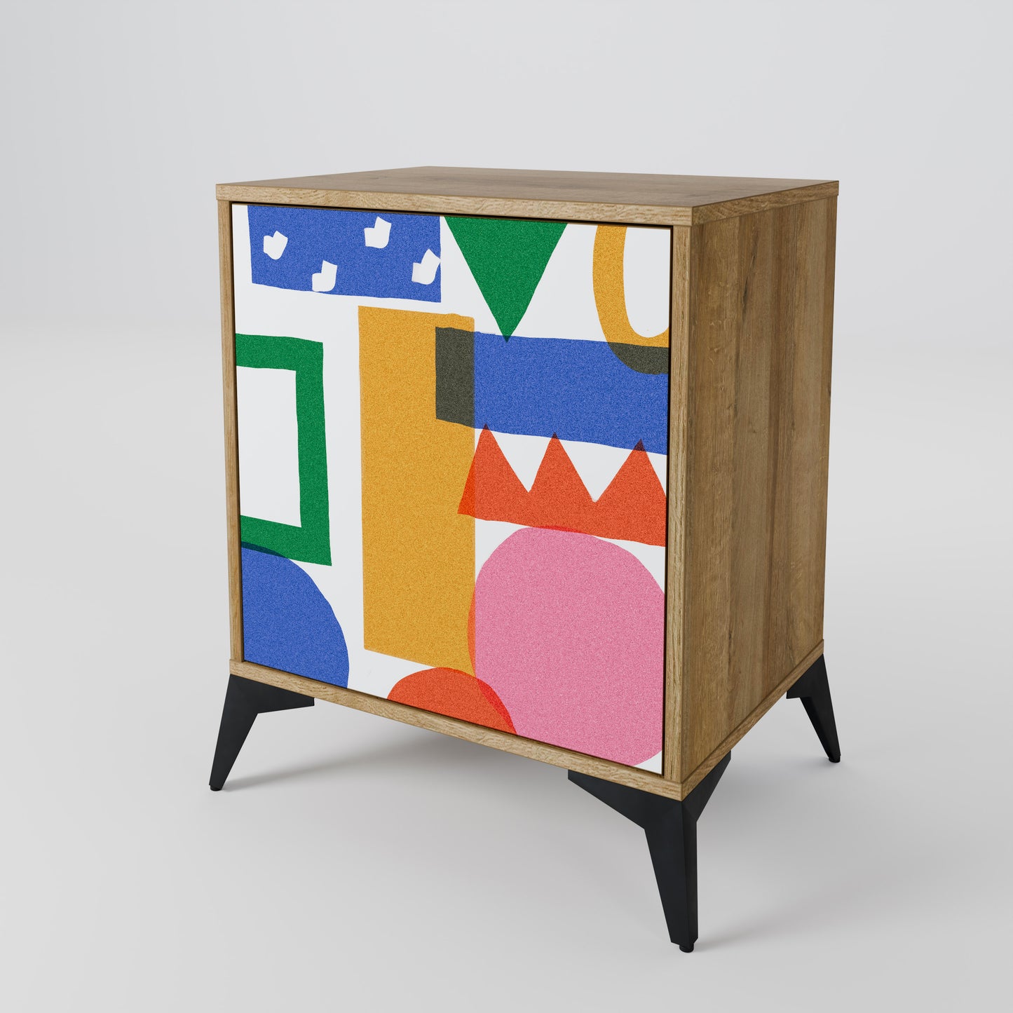 Credenza GEOMETRIC GLIMMER a 1 anta effetto rovere