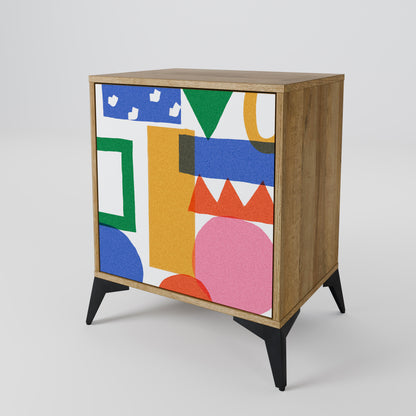 Credenza GEOMETRIC GLIMMER a 1 anta effetto rovere