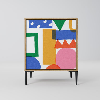 Credenza GEOMETRIC GLIMMER a 1 anta effetto rovere