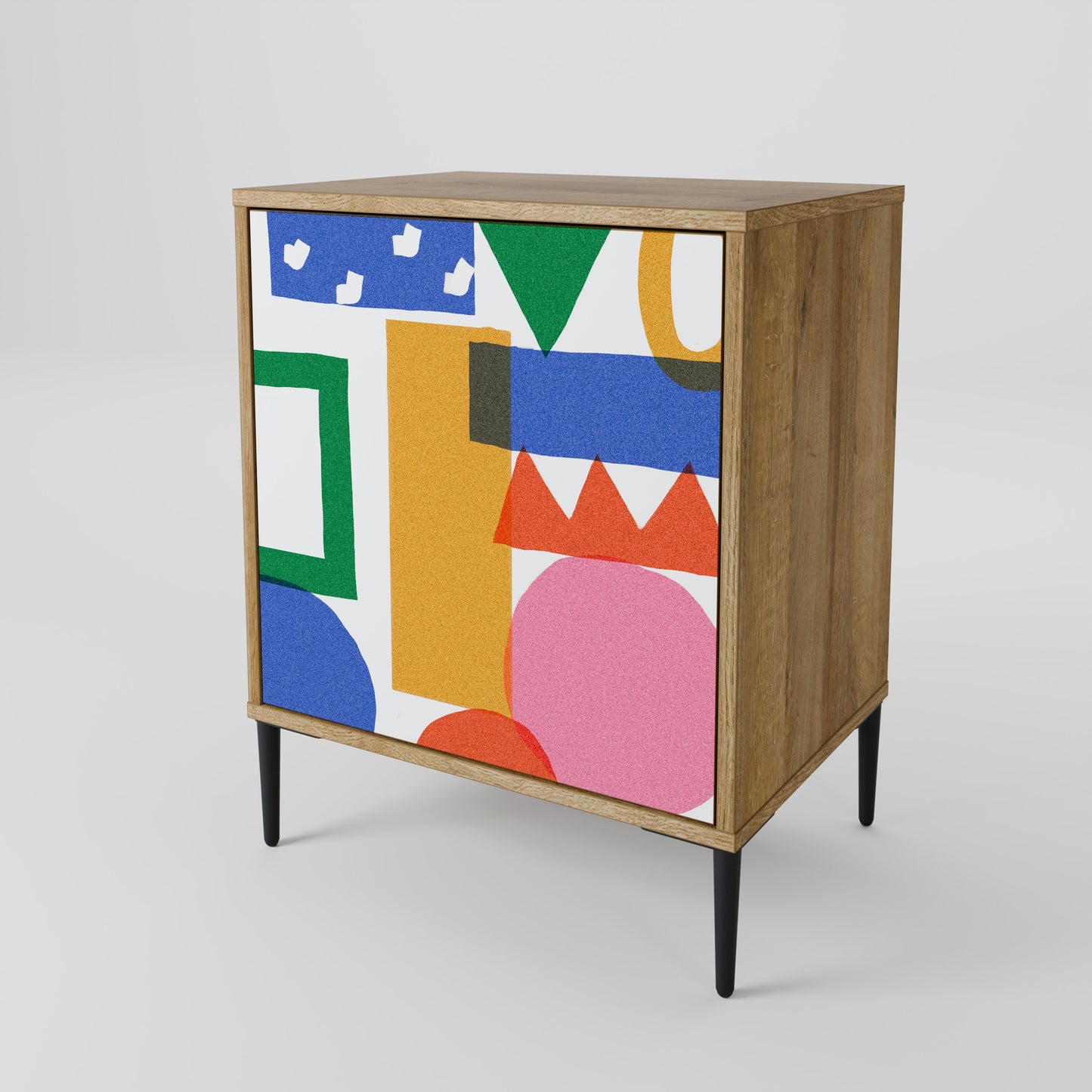 Credenza GEOMETRIC GLIMMER a 1 anta effetto rovere