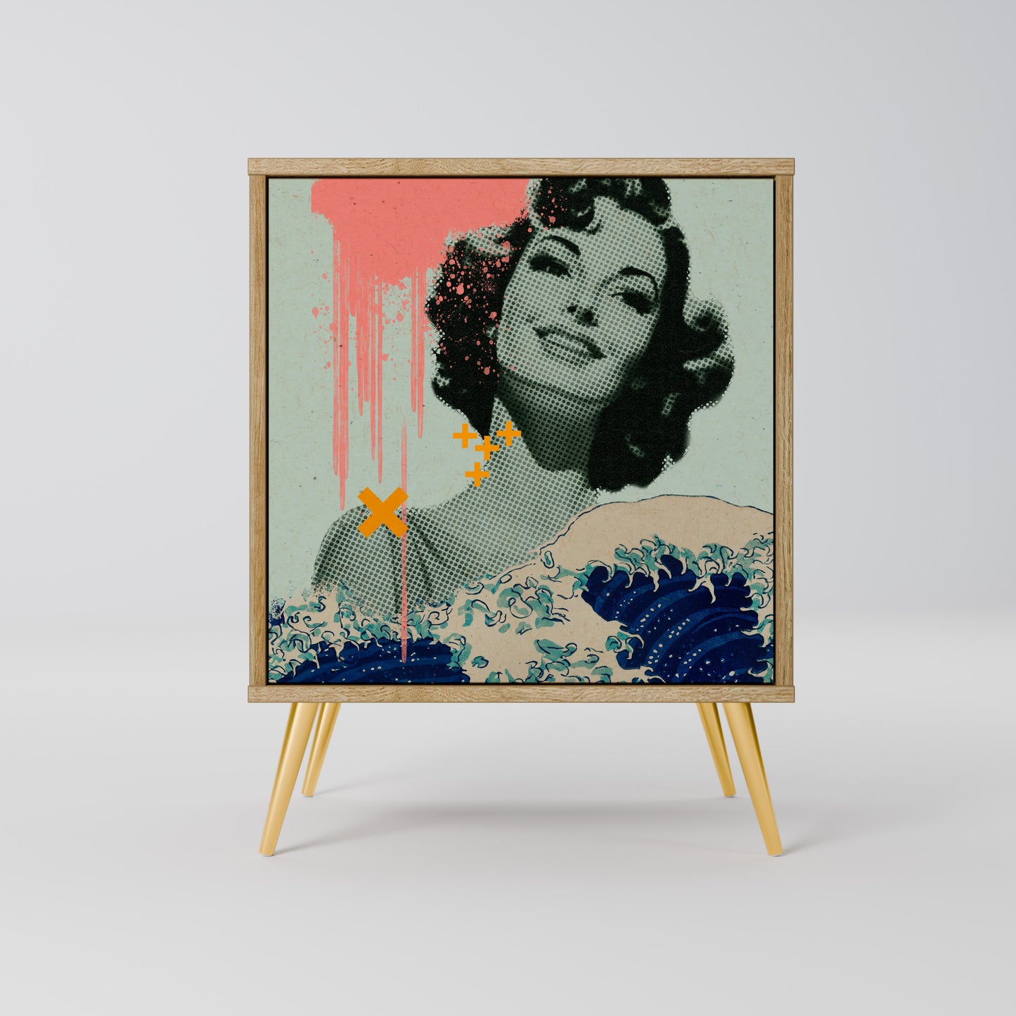 Credenza KANAGAWA BEAUTY a 1 anta effetto rovere