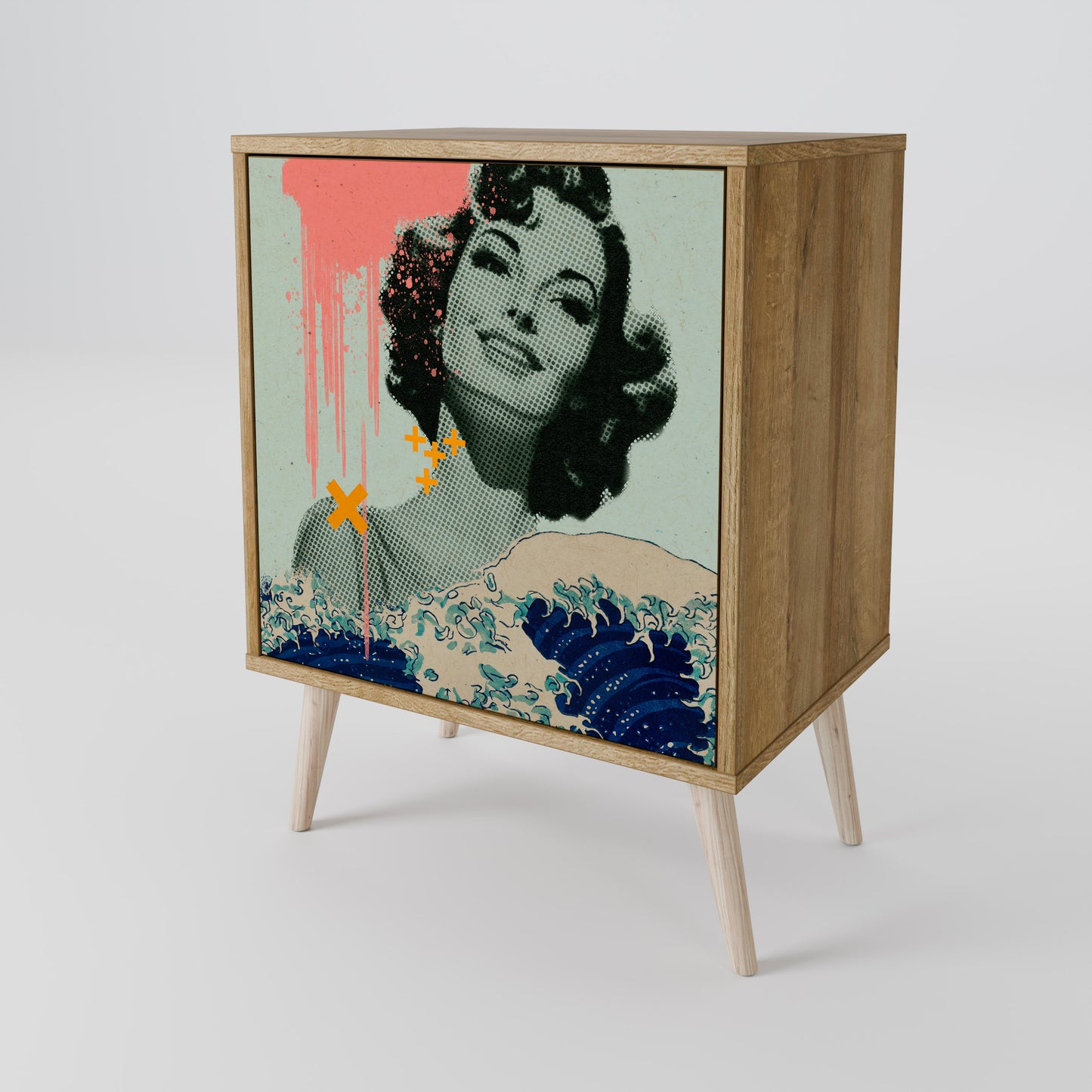 Credenza KANAGAWA BEAUTY a 1 anta effetto rovere