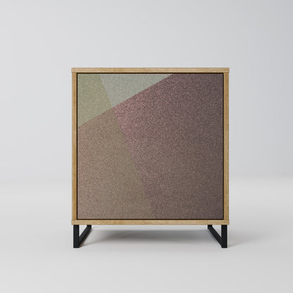 Credenza BEIGE GEOMETRY a 1 anta effetto rovere
