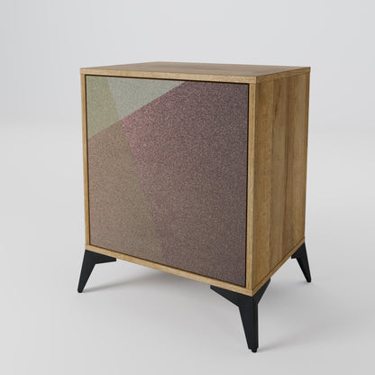 Credenza BEIGE GEOMETRY a 1 anta effetto rovere
