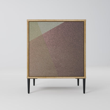 Credenza BEIGE GEOMETRY a 1 anta effetto rovere