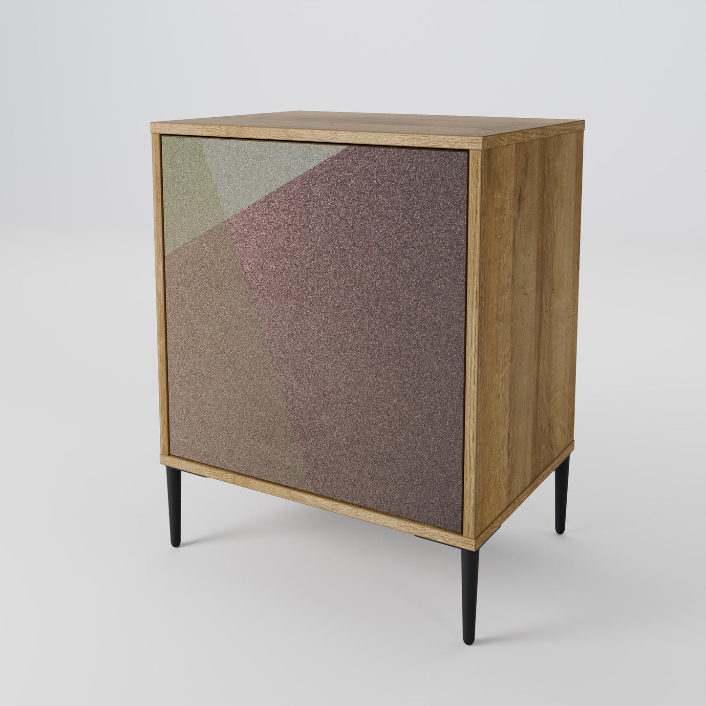 Credenza BEIGE GEOMETRY a 1 anta effetto rovere