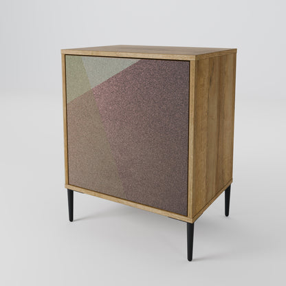 Credenza BEIGE GEOMETRY a 1 anta effetto rovere