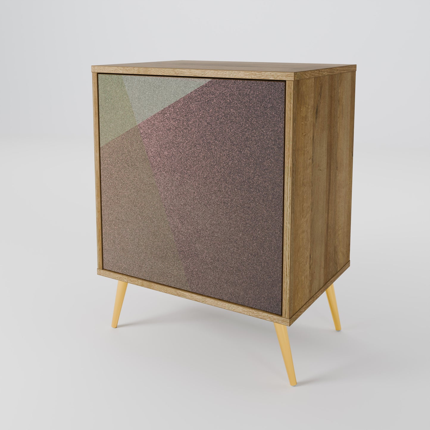 Credenza BEIGE GEOMETRY a 1 anta effetto rovere