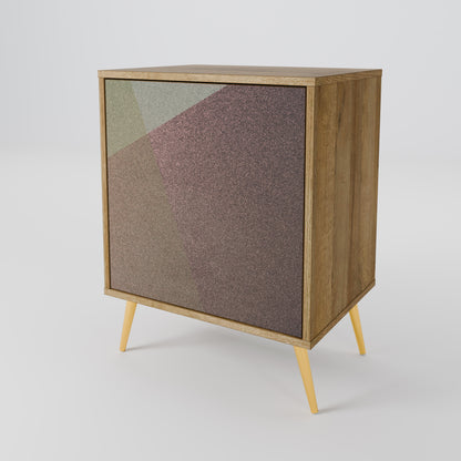 Credenza BEIGE GEOMETRY a 1 anta effetto rovere