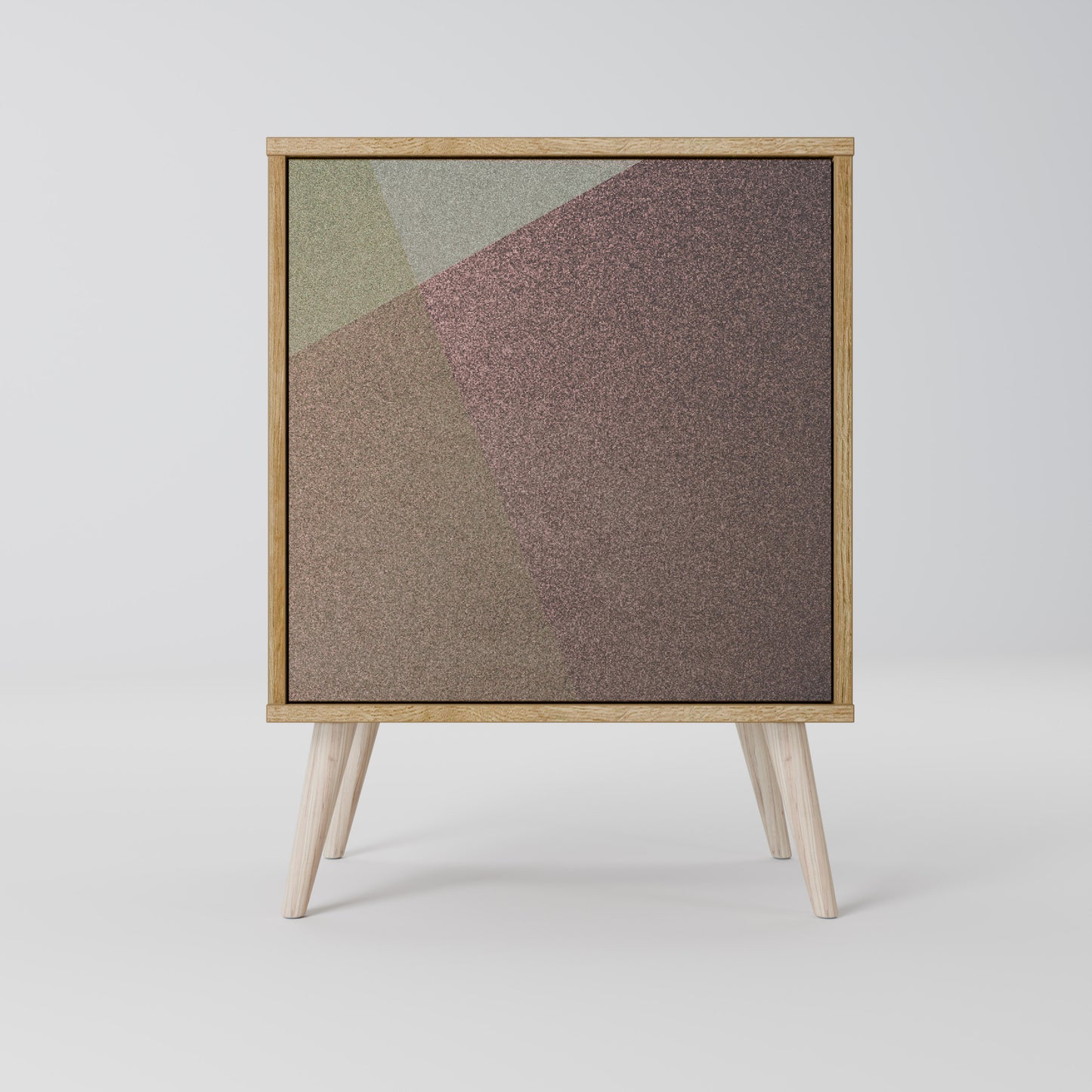 Credenza BEIGE GEOMETRY a 1 anta effetto rovere