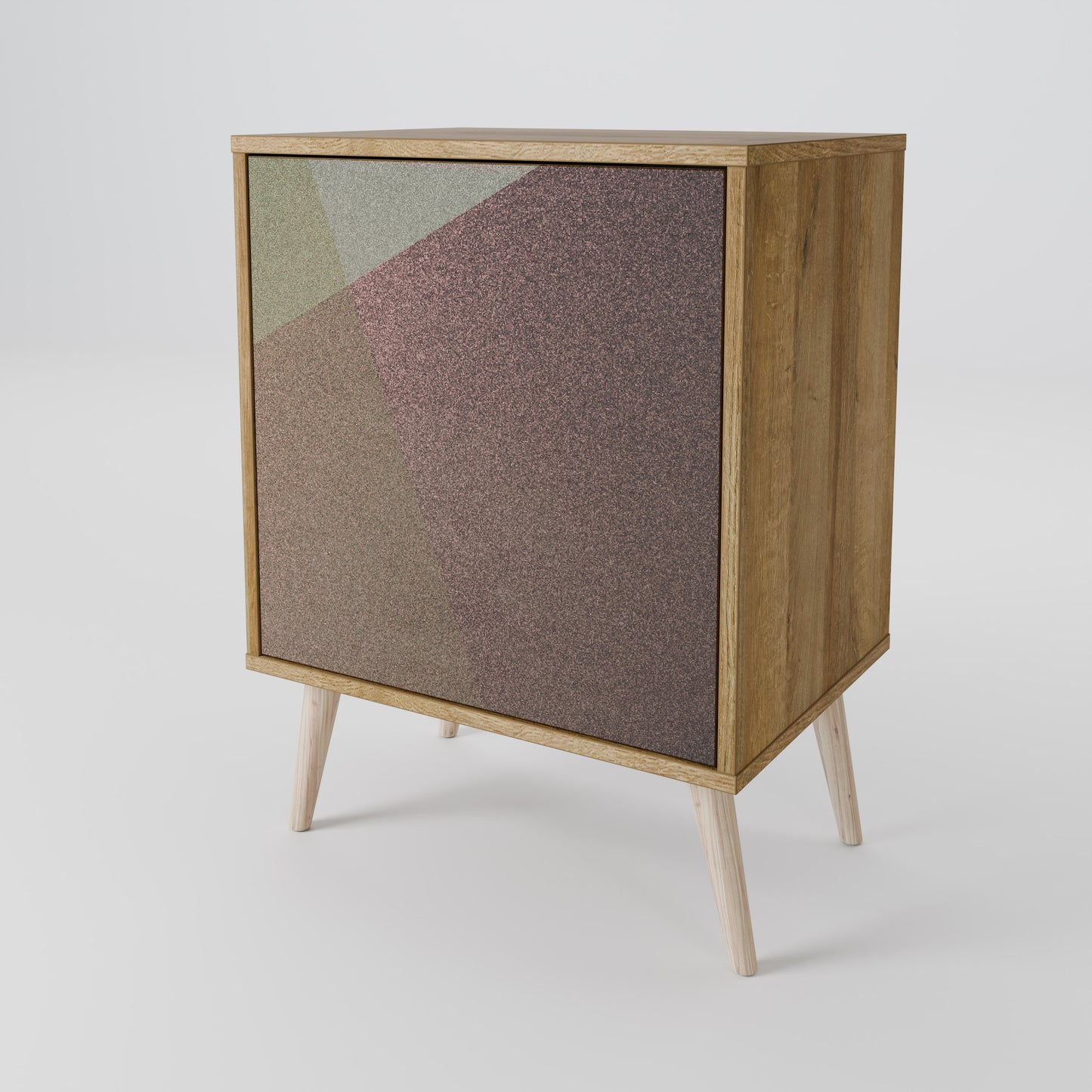 Credenza BEIGE GEOMETRY a 1 anta effetto rovere