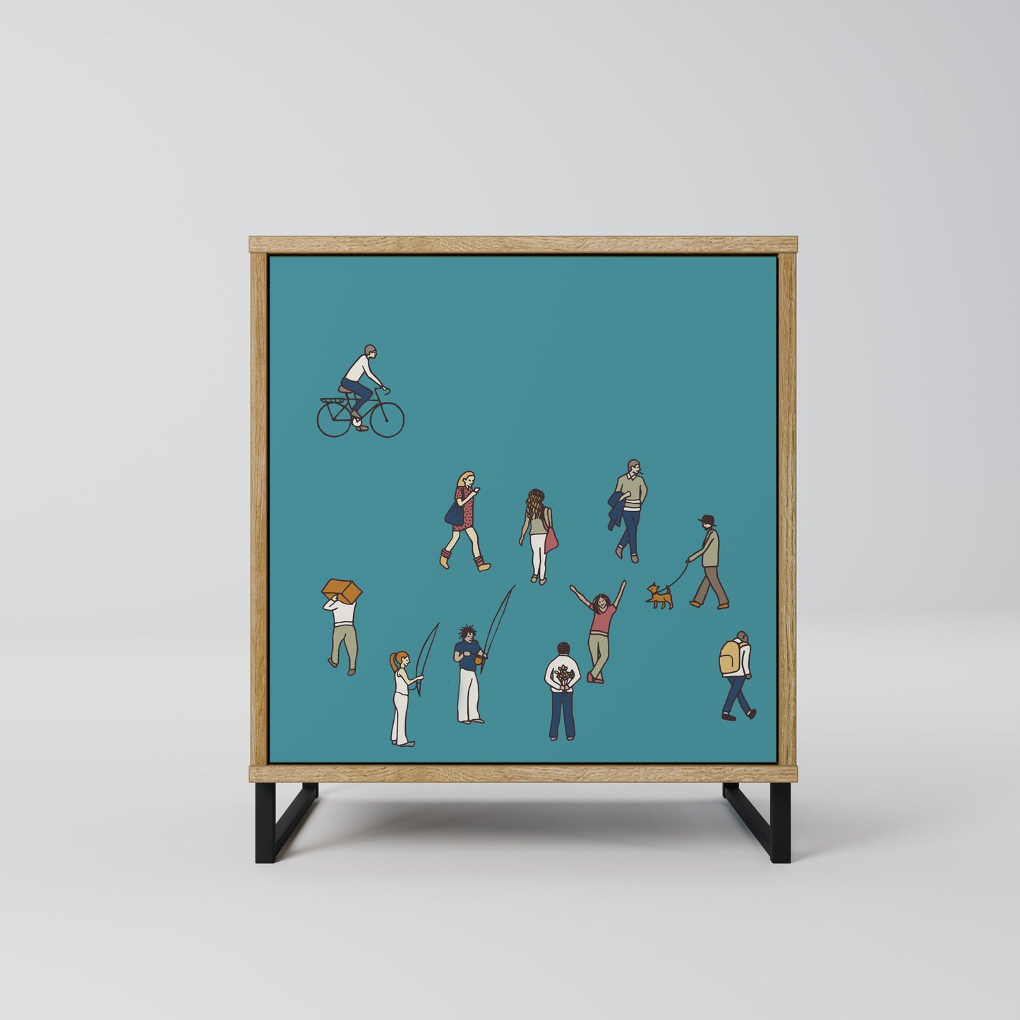 Credenza COLLECTIVE STREAM a 1 anta effetto rovere